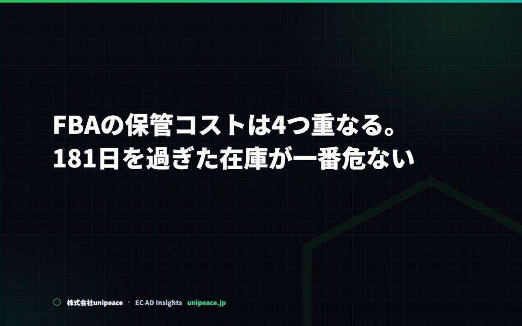 FBAの保管コストは4つ重なる。181日を過ぎた在庫が一番危ない