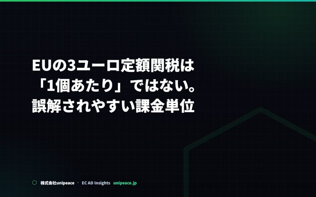 EUの3ユーロ定額関税は「1個あたり」ではない。誤解されやすい課金単位