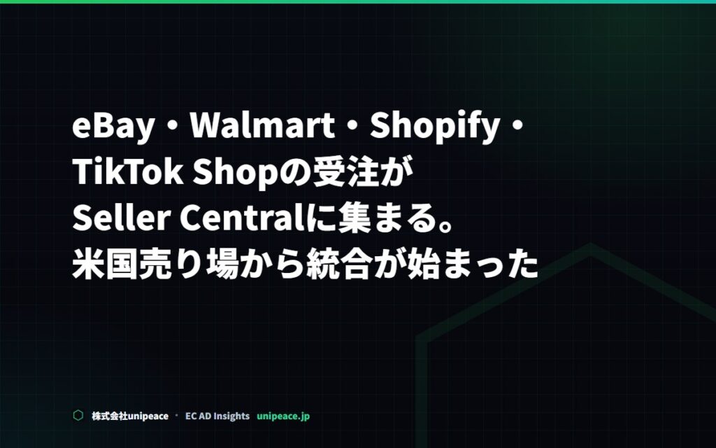 eBay・Walmart・Shopifyの受注がSeller Centralに集約